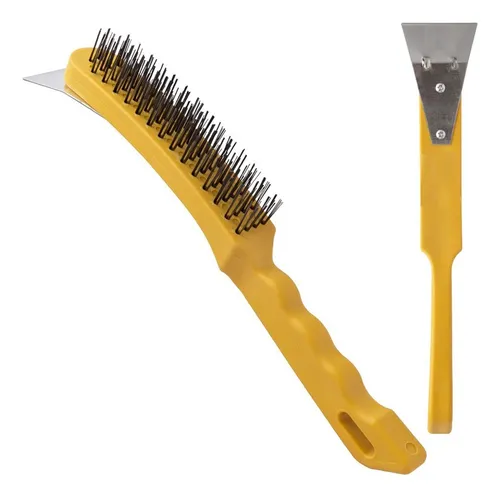 ESCOVA DE ACO C/RASPADOR E CB. PLASTICO HUTZ 27X5CM CB2378 C3B
