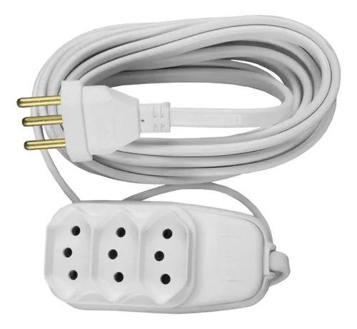 EXTENSAO ECONOMICA C/ CABO CH 3 VIAS 8M 10A 250V