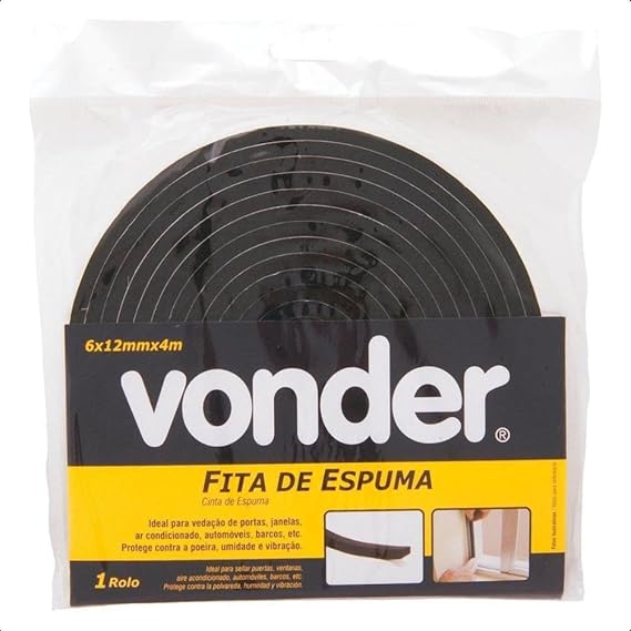 FITA ESPUMA ADESIVA 6X12MM 4M VONDER