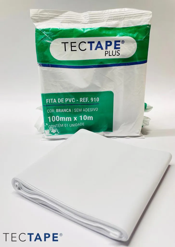 FITA PVC SEM ADESIVO 910 TECTAPE BRANCA 10M