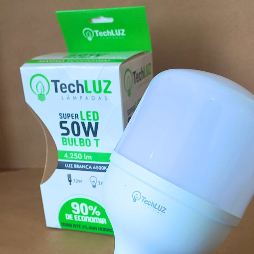 LAMPADA LED BULBO 50W Branca Fria 6.500K - TECHLUZ 10607 -