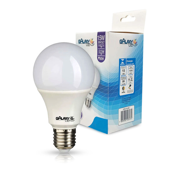 LAMPADA LED BULBO A E-27 15W 3000K BIVOLT GALAXY