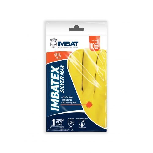 LUVA DE LATEX G 32CM AMARELA ANTID C/FORRO IMBAT