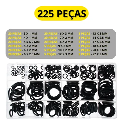 ANEL DE VEDACAO SORTIDOS HUTZ C/225 PCS NO ESTOJO CB2979 C3B