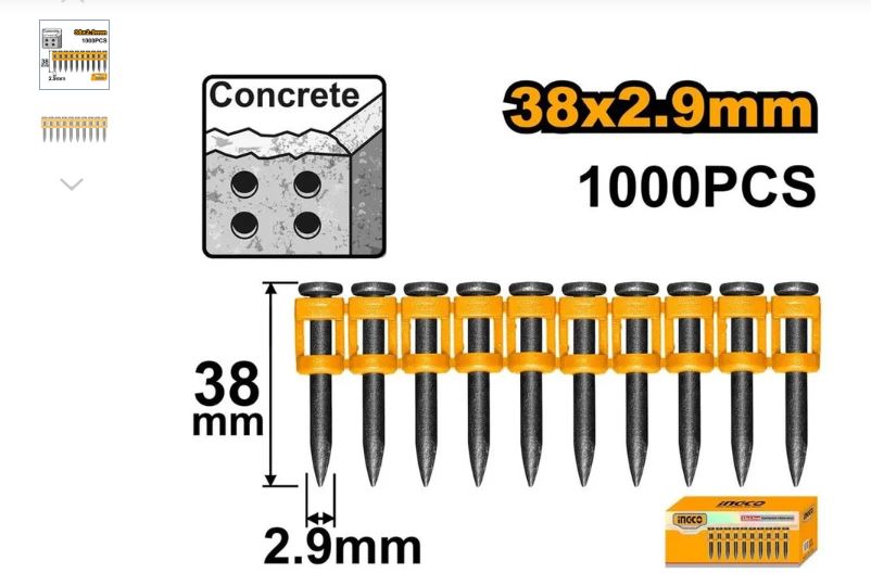 PINOS PARA CONCRETO EM PENTE INGCO 38MM X 2.9MM CAIXA COM 1000 UN (COMPAT CCNLI9005)
