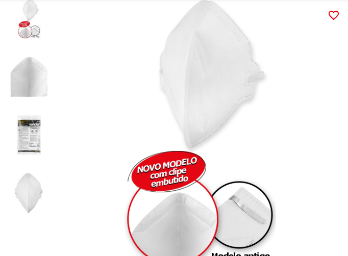 RESPIRADOR DOBRÁVEL, SEMIFACIAL, SEM CARVÃO ATIVADO, SEM VÁLVULA, PFF1, RDV 2101, BRANCO, VONDER