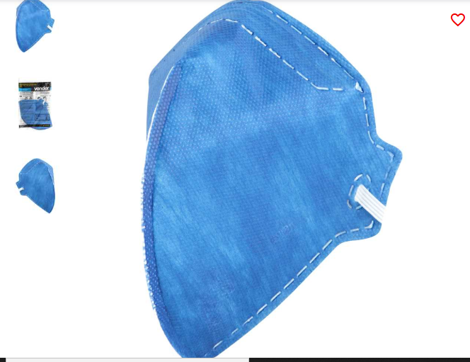 RESPIRADOR DOBRÁVEL, SEMIFACIAL, SEM CARVÃO ATIVADO, SEM VÁLVULA, PFF2, RDV 2201, AZUL, VONDER 