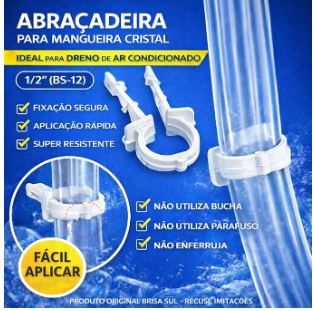 ABRACADEIRA MANGUEIRA CRISTAL DRENO BRANCA 5CM BS12 5X2X1CM